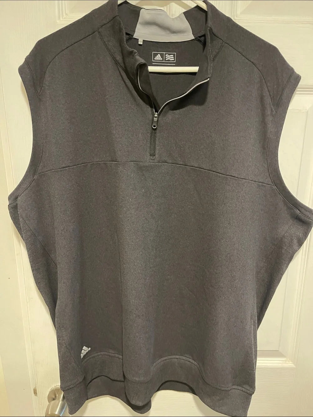 adidas Men's Charcoal Gray Sleeveless Quarter-Zip Pullover